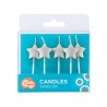 Star Metallic Silver Silver Birthday Candle Set of 5 pcs