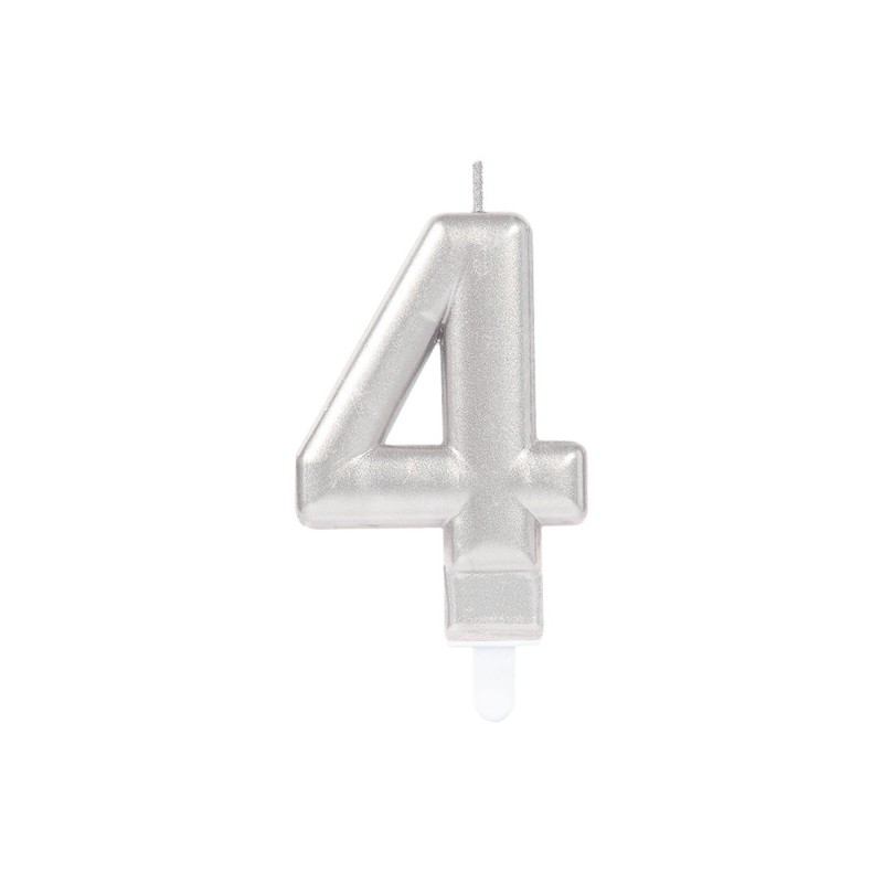 Number Silver Number Candle, Cake Candle 4