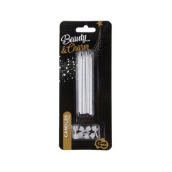 Colour Silver Silver Birthday Candle Set, 8 pcs