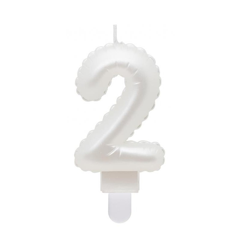 Number Pearly White number 2 decorative candle, cake candle