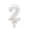 Number Pearly White number 2 decorative candle, cake candle