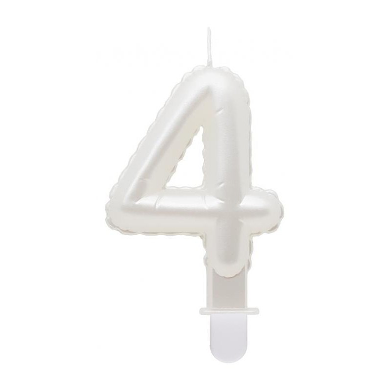 Number Pearly White number 4 candle, cake candle