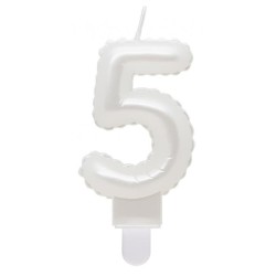 Number Pearly White number 5 candle, cake candle