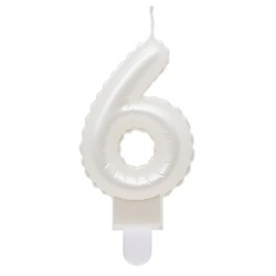 Number Pearly White Number 6 Birthday Candle