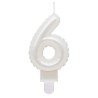 Number Pearly White Number 6 Birthday Candle