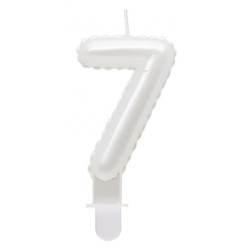 Number Pearly White number 7 candle, birthday candle