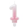 Number Ombre White-Pink Number 1 Candle, Birthday Candle