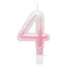 Number Ombre White-Pink number 4 candle, birthday candle