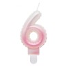 Number Ombre White-Pink number 6 birthday candle, cake candle