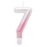 Number Ombre White-Pink number 7 candle, birthday candle