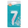 Number Ombre White-Pink number 7 candle, birthday candle