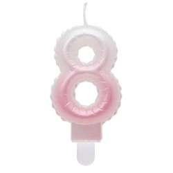 Number Ombre White-Pink number 8 candle, birthday candle