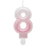 Number Ombre White-Pink number 8 candle, birthday candle