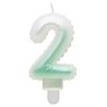 Number Ombre White-Green number 2 candle, birthday candle