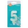 Number Ombre White-Green number 5 birthday candle