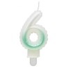 Number Ombre White-Green number candle 6, cake candle