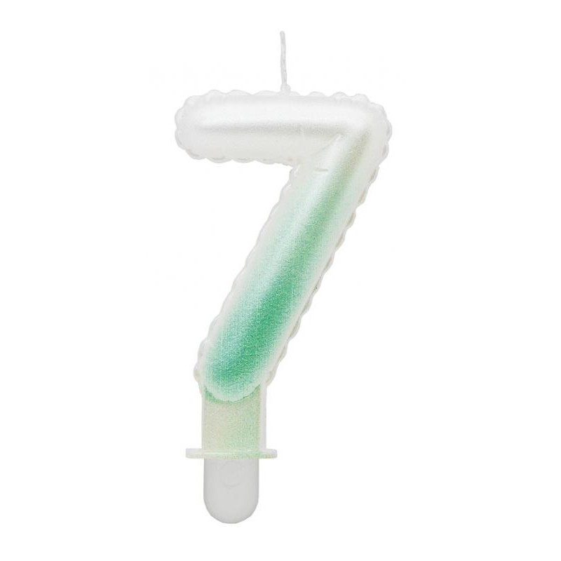 Number Ombre White-Green number 7 candle, cake candle