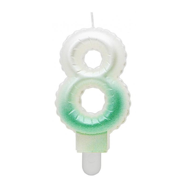 Number Ombre White-Green number 8 candle, cake candle