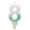 Number Ombre White-Green number 8 candle, cake candle