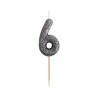 Number Glitter Black, Black Birthday Candle, Cake Candle Number 6