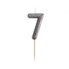 Number Glitter Black, black numeral candle, cake candle number 7