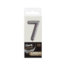 Number Glitter Black, black numeral candle, cake candle number 7