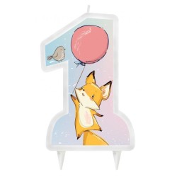 Animals First Birthday Fox, First birthday fox cake candle