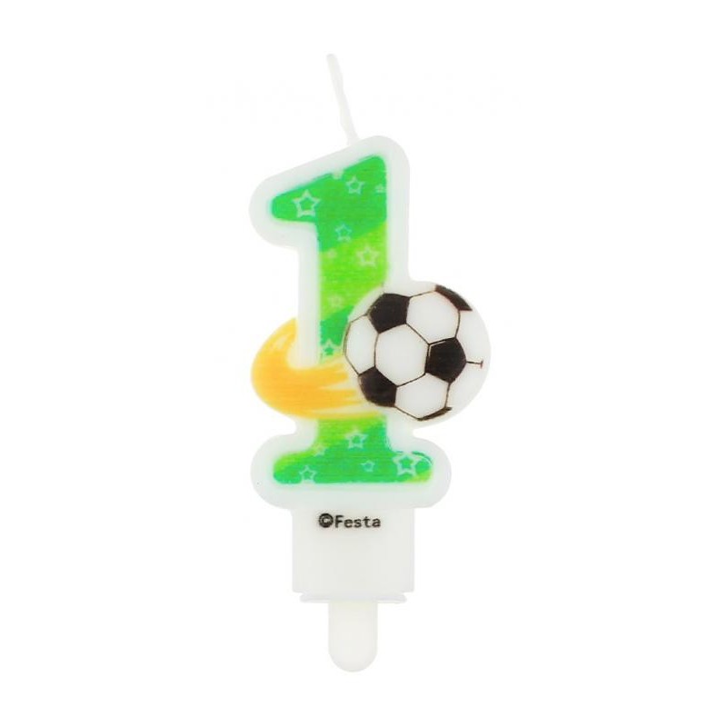 Football Ball Number 1 candle, birthday candle