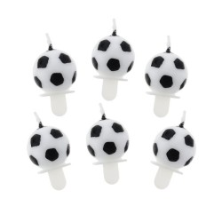 Ballon de football, lot de 6 bougies pour gâteau