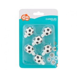 Football Soccer Ball, cake candle set of 6