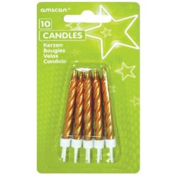 Bougie couleur or, Golden Cake, lot de 10 bougies