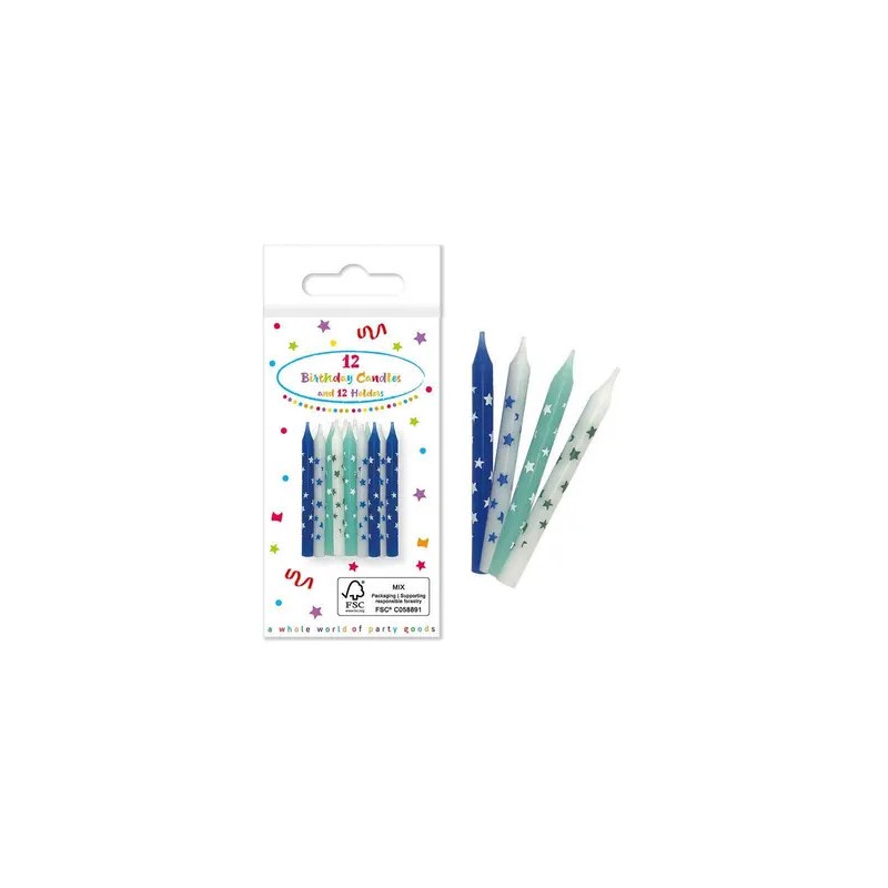 Happy Birthday Happy Birthday Blue, Blue Birthday Candle Set, 12-piece