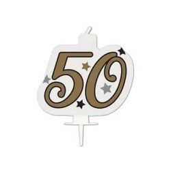 Happy Birthday Milestone Happy Birthday Gold cake candle, number candle 50