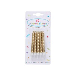 Bougie d'anniversaire Happy Birthday Gold Cake, lot de 10 bougies