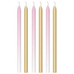 Bougie de gâteau d'anniversaire couleur rose ombré, lot de 6 bougies