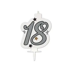 Happy Birthday Milestone Happy Birthday Silver Cake Candle, Number Candle 18