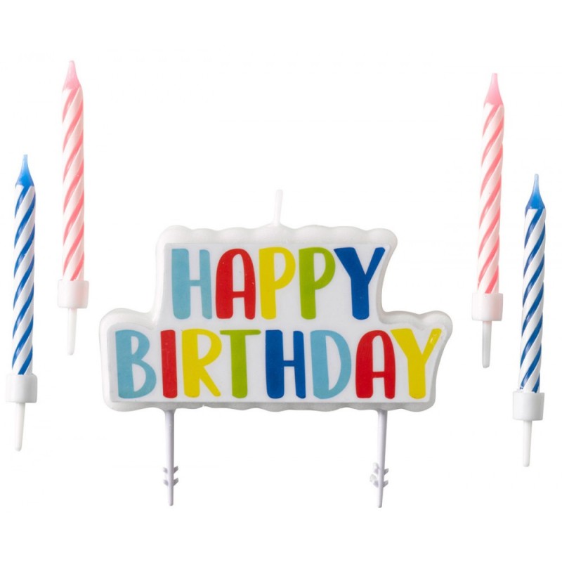 Happy Birthday Happy Birthday cake candle set, 5 pieces