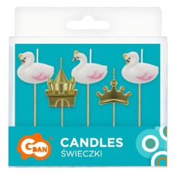 Bougie à gâteau en forme de cygne doré avec animaux, lot de 5 bougies.