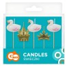 Bougie à gâteau en forme de cygne doré avec animaux, lot de 5 bougies.