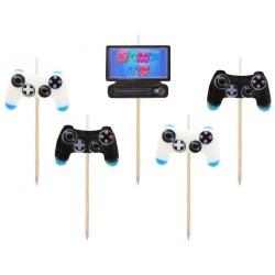 Gamer Game Game Cake Candle, Candle Set 5 pcs