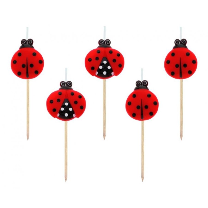 Animals Fly Ladybug birthday candle, candle set 5 pcs