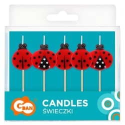 Animals Fly Ladybug birthday candle, candle set 5 pcs