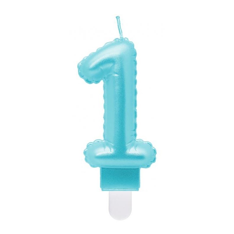 Number Pearly Light Blue number 1 candle, cake candle