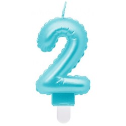 Number Pearly Light Blue number 2 candle, cake candle