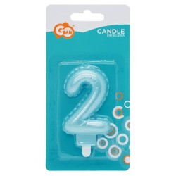 Number Pearly Light Blue number 2 candle, cake candle