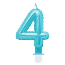 Number Pearly Light Blue number 4 candle, cake candle