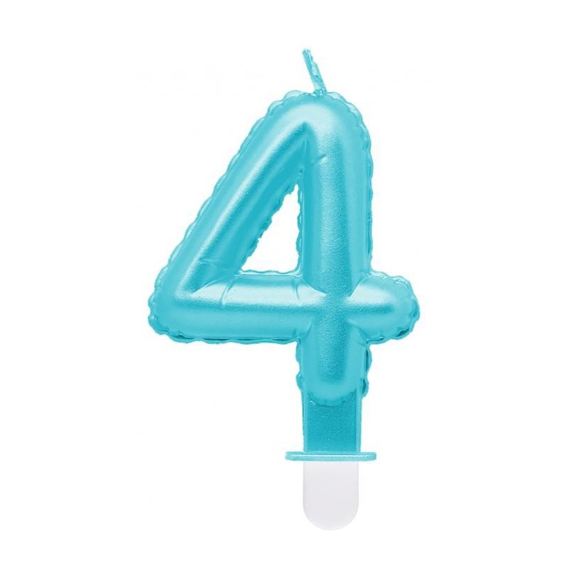 Number Pearly Light Blue number 4 candle, cake candle