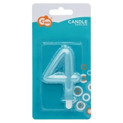 Number Pearly Light Blue number 4 candle, cake candle