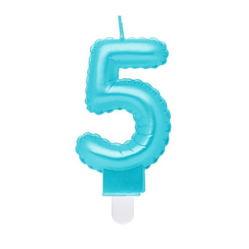 Number Pearly Light Blue number 5 decorative candle, cake candle