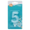 Number Pearly Light Blue number 5 decorative candle, cake candle